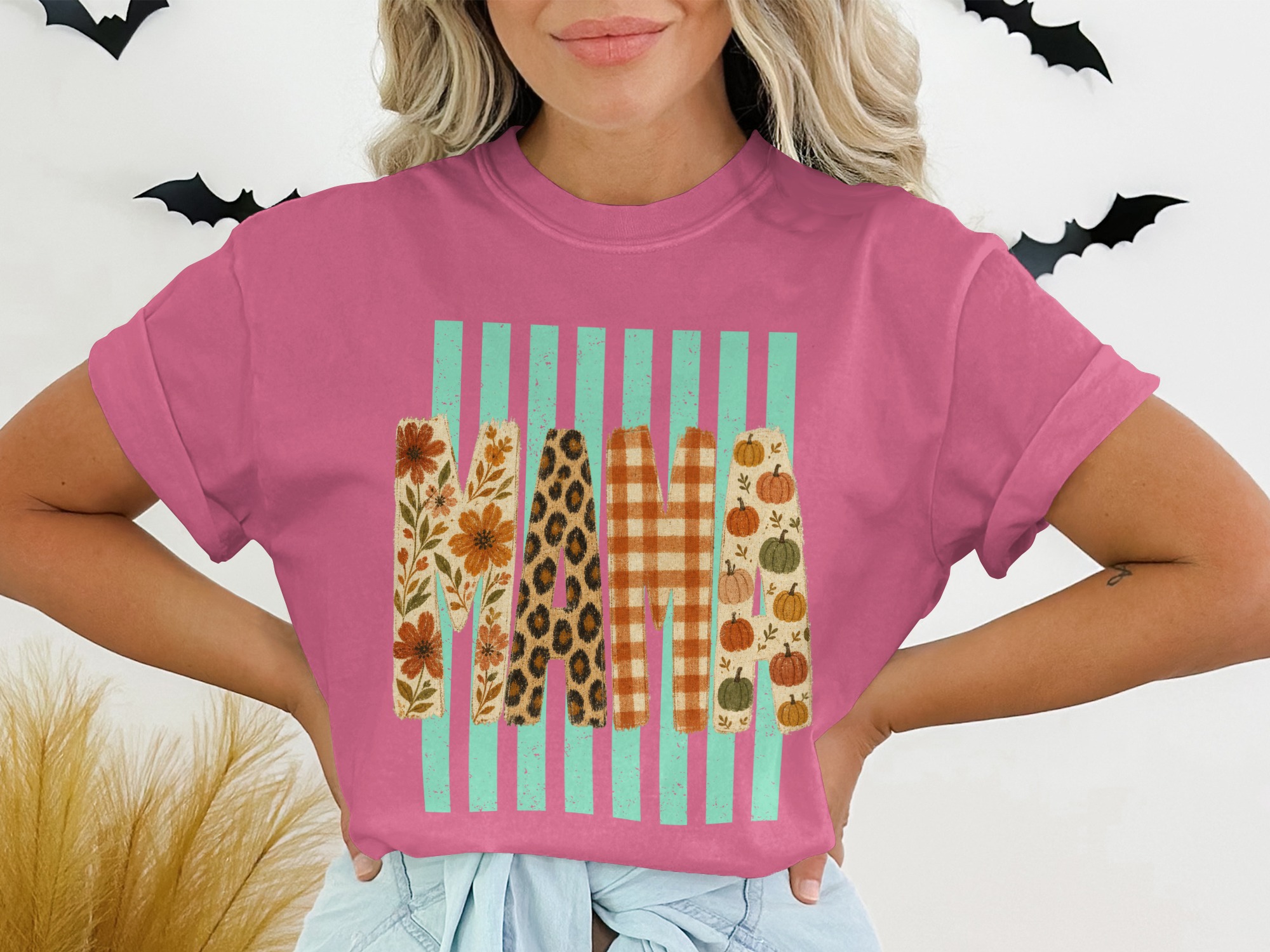 Fall Mama T-Shirt, Leopard Print Mama Tee, Pumpkin Mama Top, Boho Floral Autumn Plaid Mom Shirt, New Mom Gift - Image 13