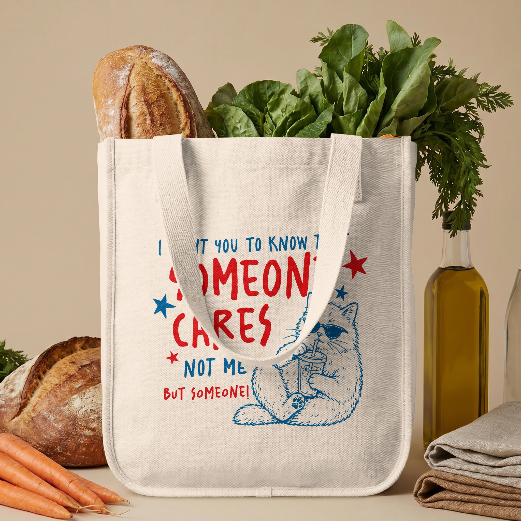 Funny Cat Tote Bag Sarcastic Quote, 'Someone Cares Not Me' Witty Introvert Gift, Anti-Social Shopper Bag - Image 6