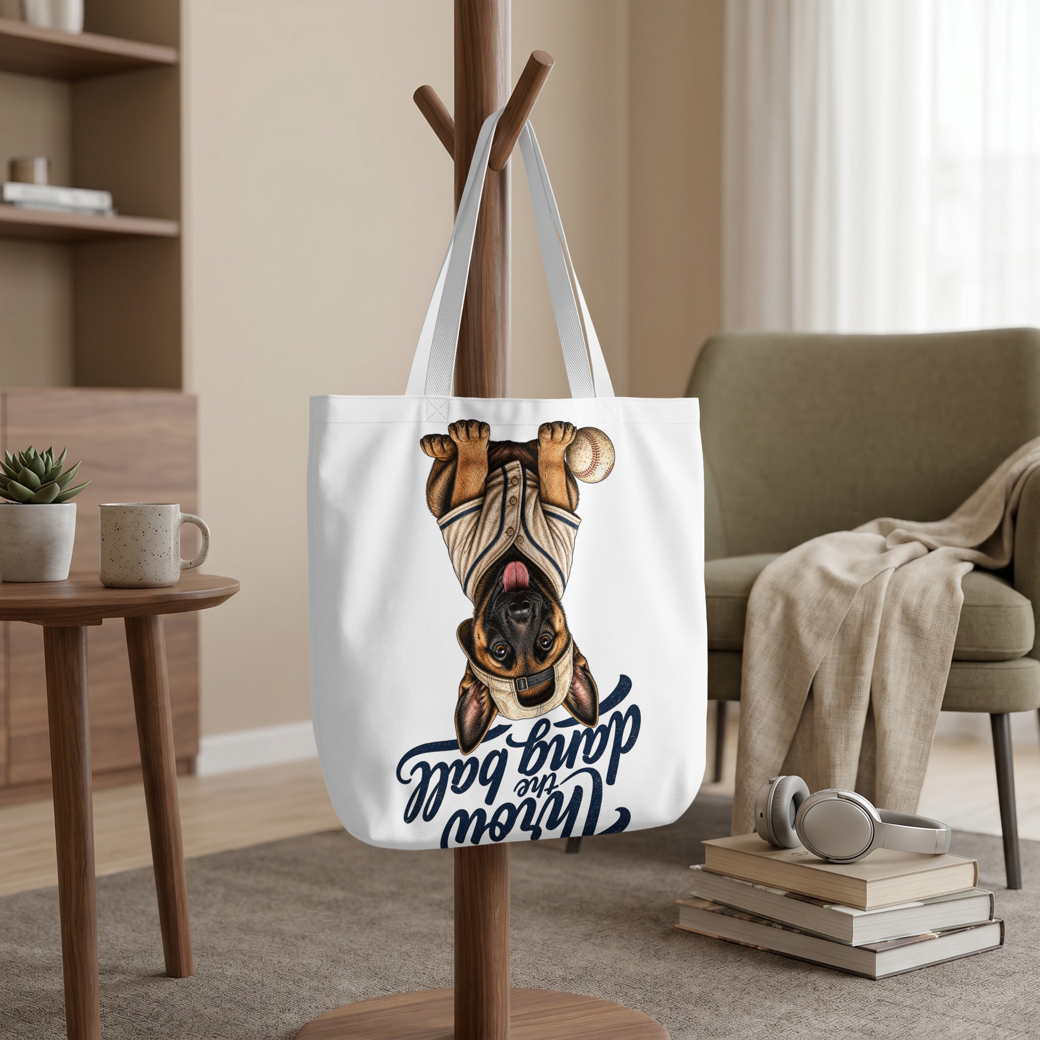 Cute Puppy Baseball Tote Bag, 'Throw the Dang Ball' Dog Lover Gift, Pet Mom Canvas Bag, Funny Puppy Fan Present - Image 9