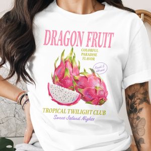 Dragon Fruit T-Shirt, Tropical Paradise Summer Fruit Graphic Tee, Vibrant Pink Dragonfruit Lover Gift Exotic Island Top