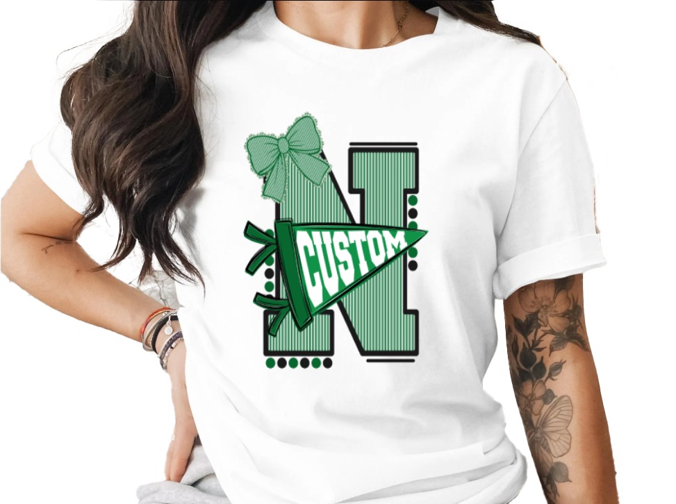 Custom Initial Varsity Letter T-Shirt, Personalized School Spirit Tee, College Game Day Outfit, Custom Mascot Name, Graduation Gift