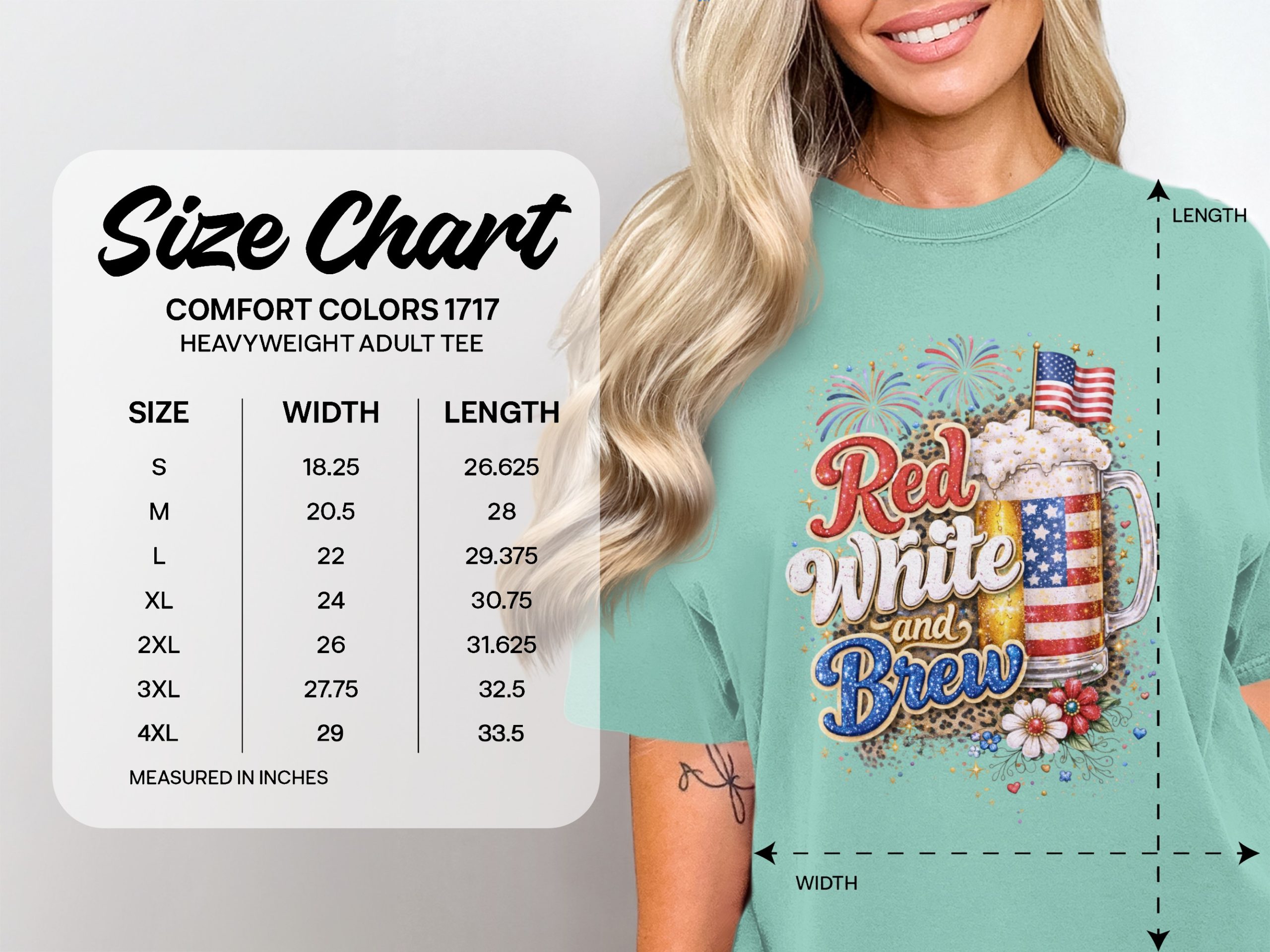 Red White and Brew T-Shirt, Comfort Colors ® USA Flag Beer Tee, Patriotic Leopard Print, Fourth of July Party Top, Summer Celebration Gift - Image 4