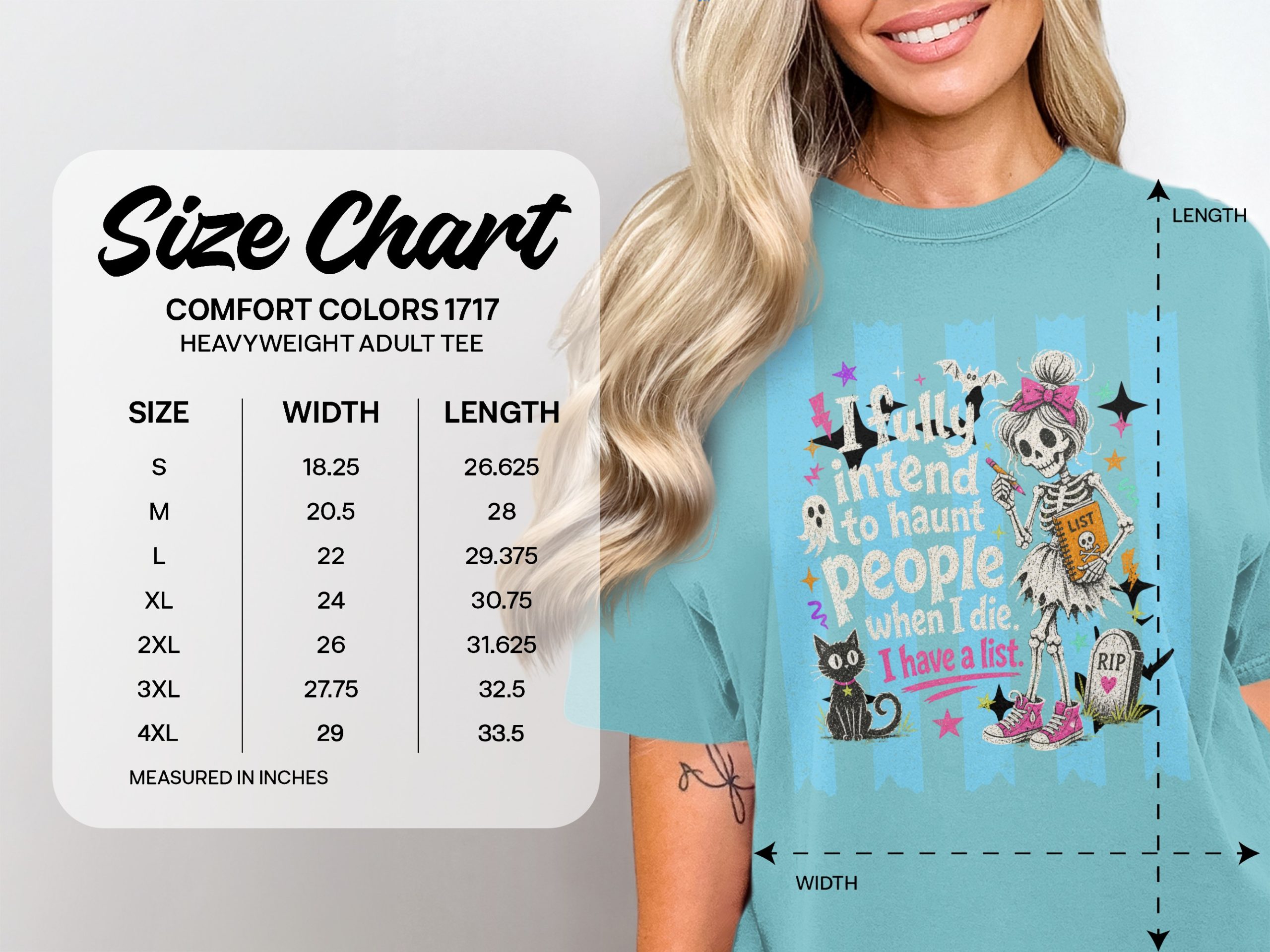 I Have A List Skeleton T-Shirt, Funny Halloween Tee, Sassy Spooky Cute Pastel Goth Shirt, Black Cat Ghost List Graphic Tee Gift - Image 11