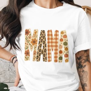 Comfort Colors ® Fall Mama T-Shirt | Autumn Leopard Pumpkin Plaid Floral Mom Life Tee | New Mama Gift Idea