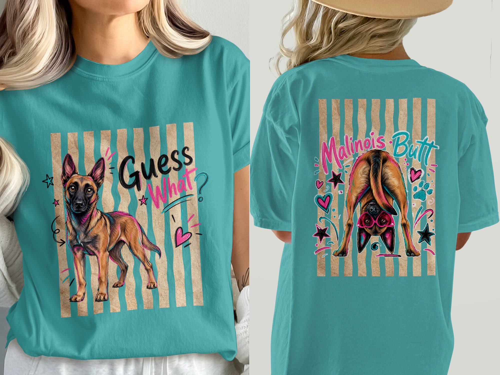 Belgian Malinois T-Shirt, Funny Malinois Butt Dog Lover Tee, Guess What Malinois Shirt, Dog Mom Gift, Vibrant K9 Dog Apparel - Image 3