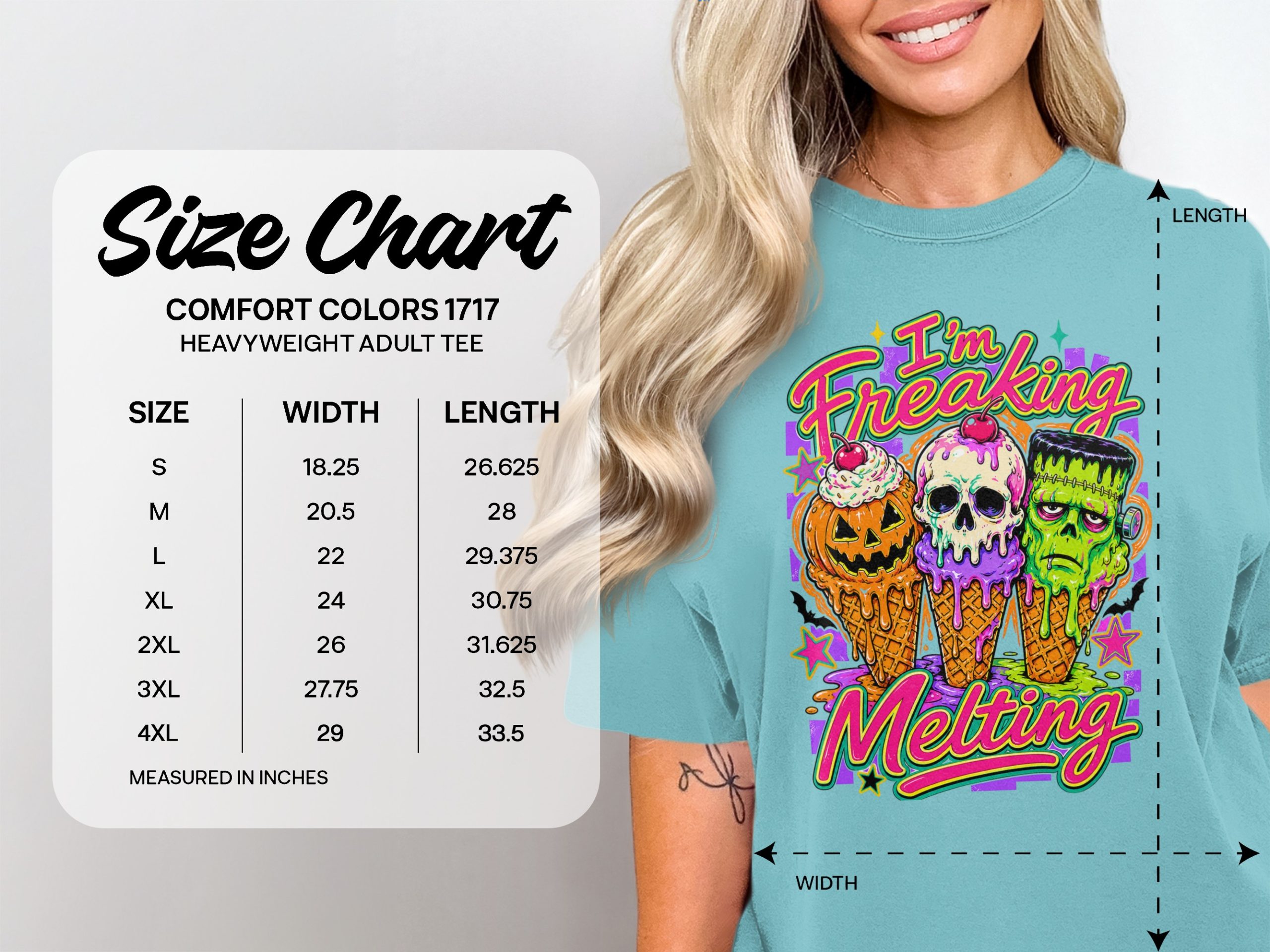 Freaking Melting Monster Ice Cream Shirt, Spooky Halloween Graphic Tee, Cute Gothic Horror Top, October Spooky Season Outfit T-Shirt - Image 4