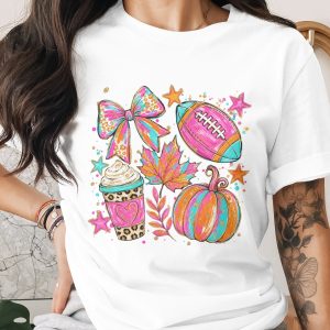 Comfort Colors ® Fall Football T-Shirt, Leopard Pumpkin Spice Latte Tee, Trendy Autumn Gameday Shirt for Her, Cute Boho Fall Leaves Tee