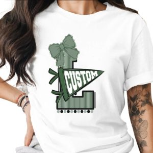 Custom Initial T-Shirt, Personalized School Spirit Pennant Tee, Made To Order Letter Apparel for Game Day, Mascot or Sorority Name