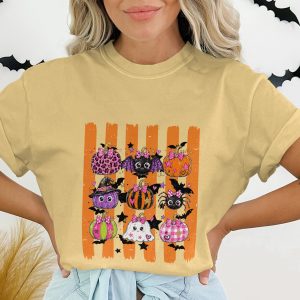 Cute Halloween Pumpkin Shirt, Spooky Season Graphic Tee for Women, Adorable Fall Pumpkin Patch Tee, Witchy Vibes Top