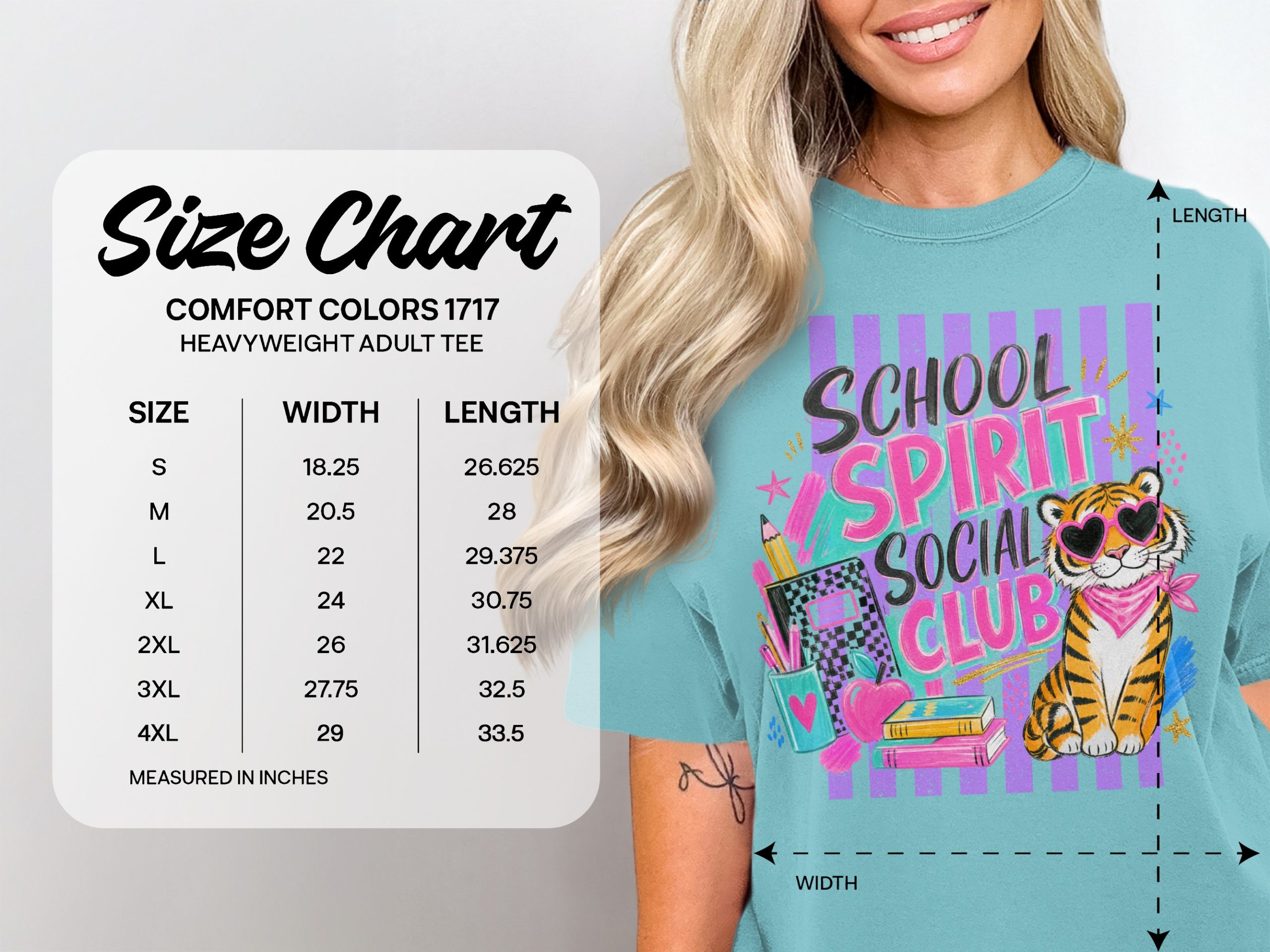 School Spirit Social Club T-Shirt, Retro Tiger Sunglasses Tee, 90s Style Back To School Shirt, Teacher Student Gift - Image 6