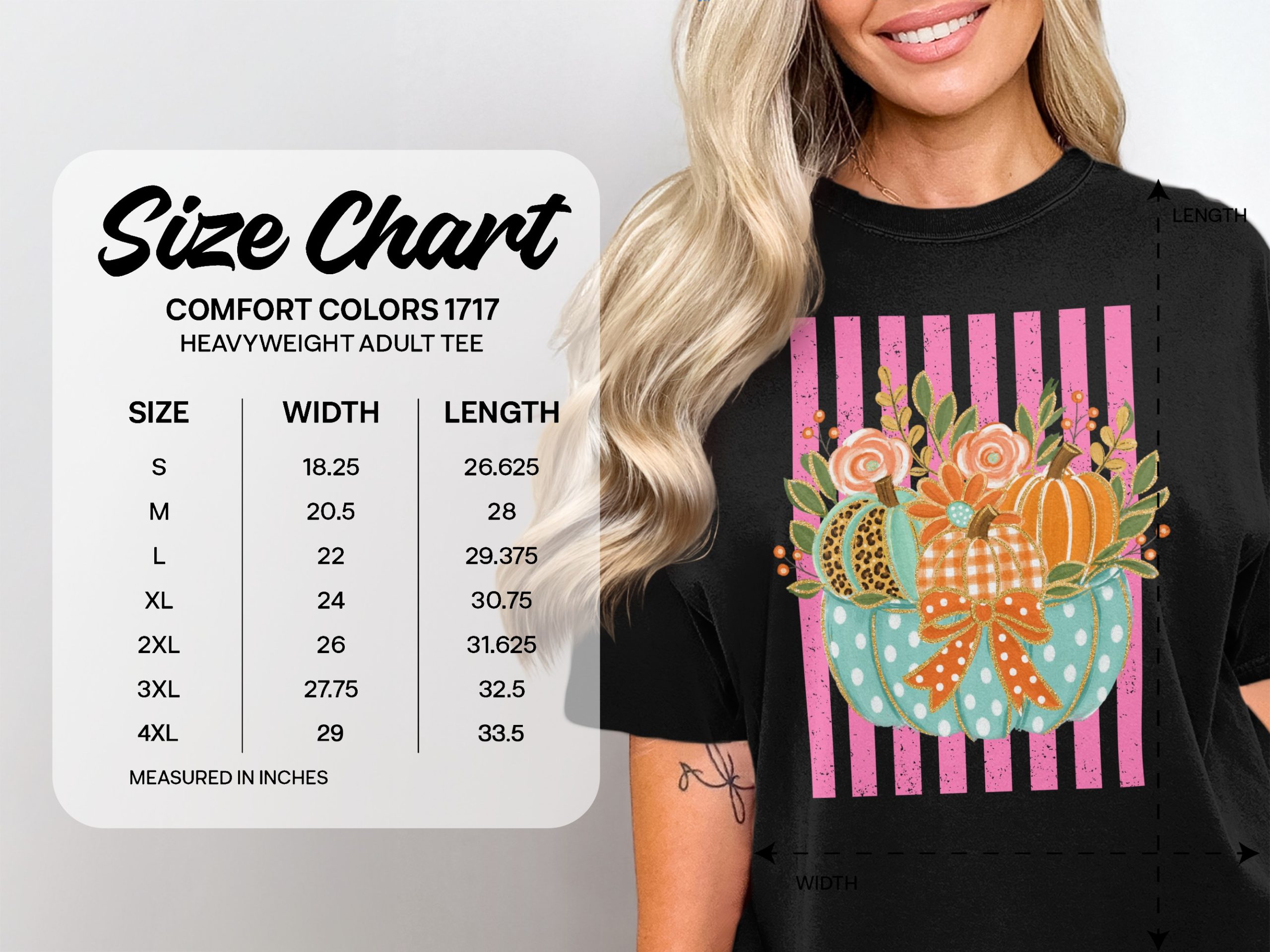 Whimsical Fall Pumpkins T-Shirt, Pink Striped Plaid Leopard Autumn Graphic Tee, Cute Colorful Harvest Vibes Farmhouse Shirt Gift - Image 6