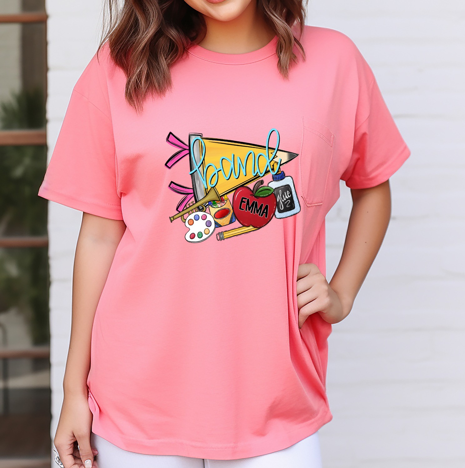 Personalized Teacher Back to School T-Shirt, Custom Apple Name Teacher TShirt, Elementary School Spirit Gift, Art Music Teacher Appreciation - Image 4
