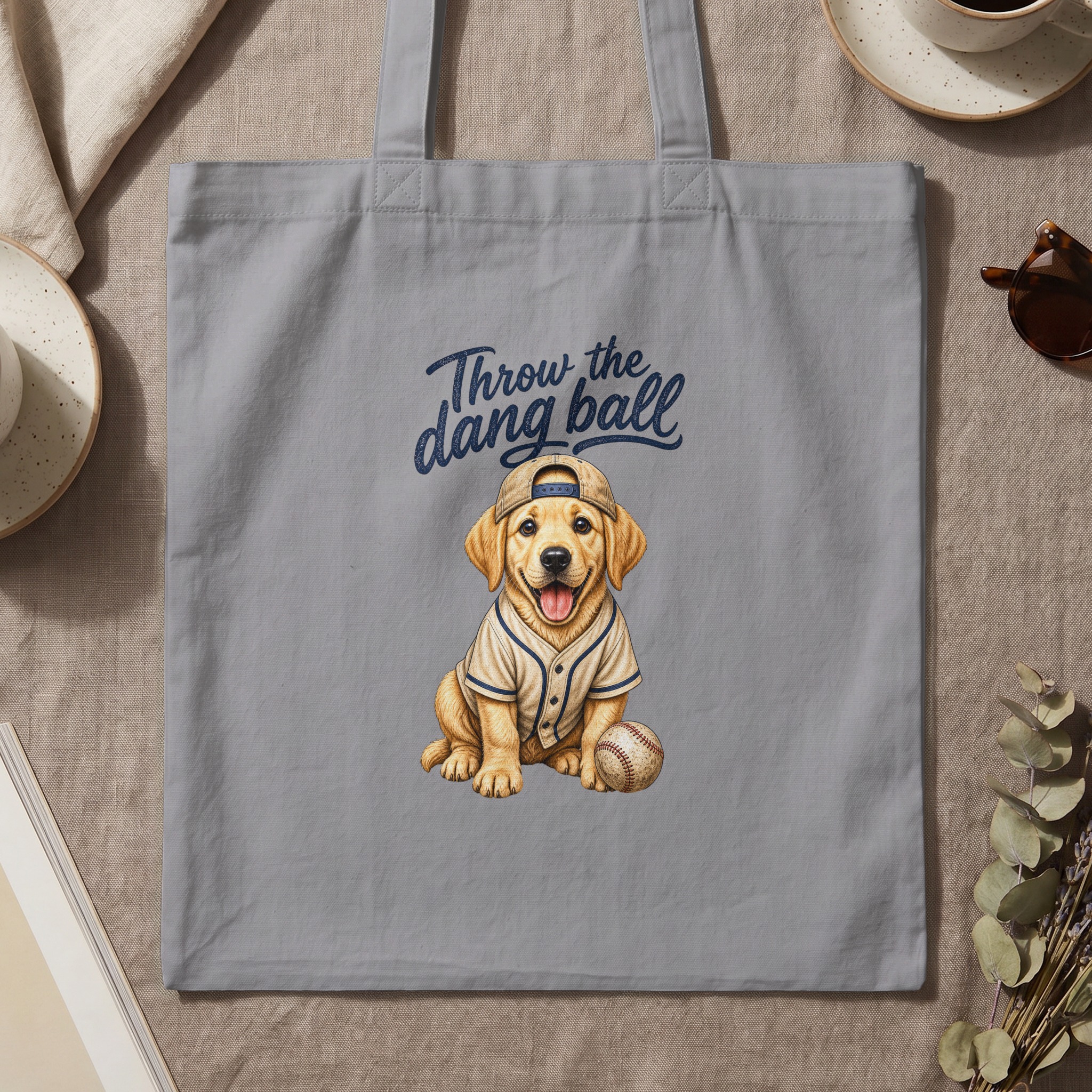 Funny Dog Baseball Tote Bag: Golden Retriever 'Throw The Dang Ball' Canine Sports Fan Carryall Gift - Image 3