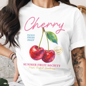 Cherry Summer Fruit Society T-Shirt, Packed Fresh Daily Tee, Naturally Sweet Aesthetic Top, Fresh Picked Goodness Shirt