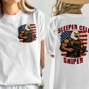 Eagle Sniper Faux Distressed USA Flag T-Shirt, Patriotic Military Comfort Colors Tee, American Freedom Shirt Gift