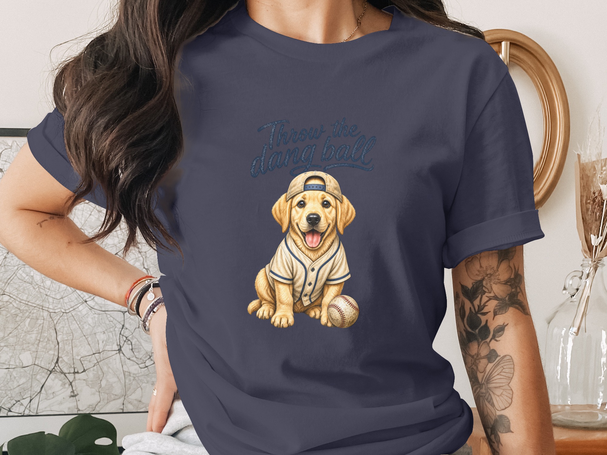 Throw the Dang Ball Golden Retriever Baseball T-Shirt, Funny Dog Lover Gift, Game Day Puppy Tee, Dog Mom Dad Sports Fan Top - Image 2