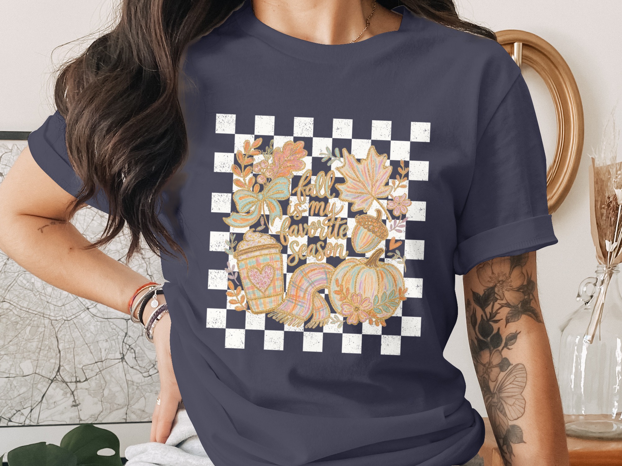 Fall is my Favorite Season T-Shirt, Cozy Autumn Vibes Tee with Pumpkin Spice Latte & Maple Leaves, Cute Fall Harvest Women's Shirt - Image 3