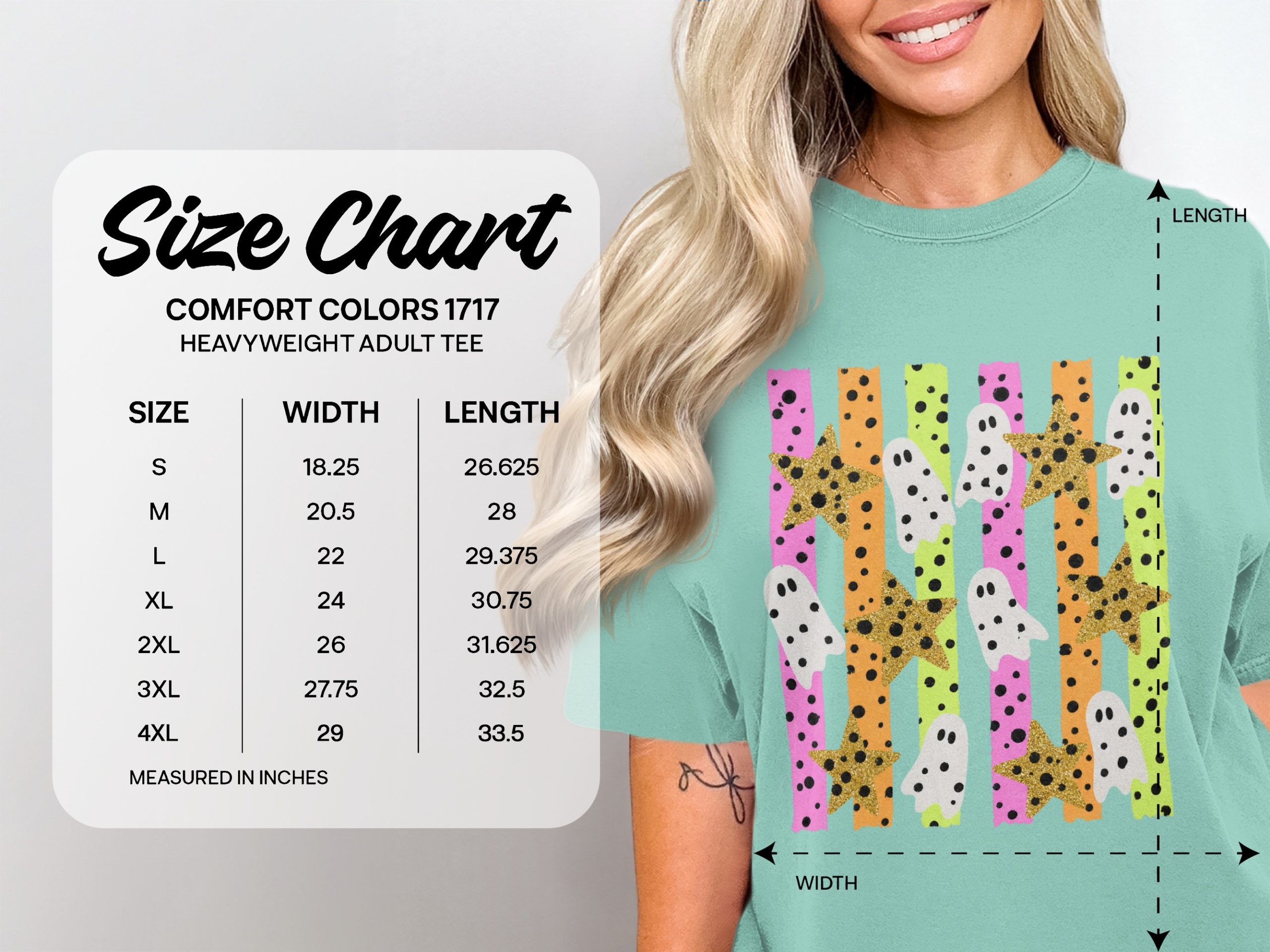 Comfort Colors® Funky Halloween Shirt, Spooky Cute Ghost Star Tee, Neon Leopard Print T-Shirt for Women - Image 3