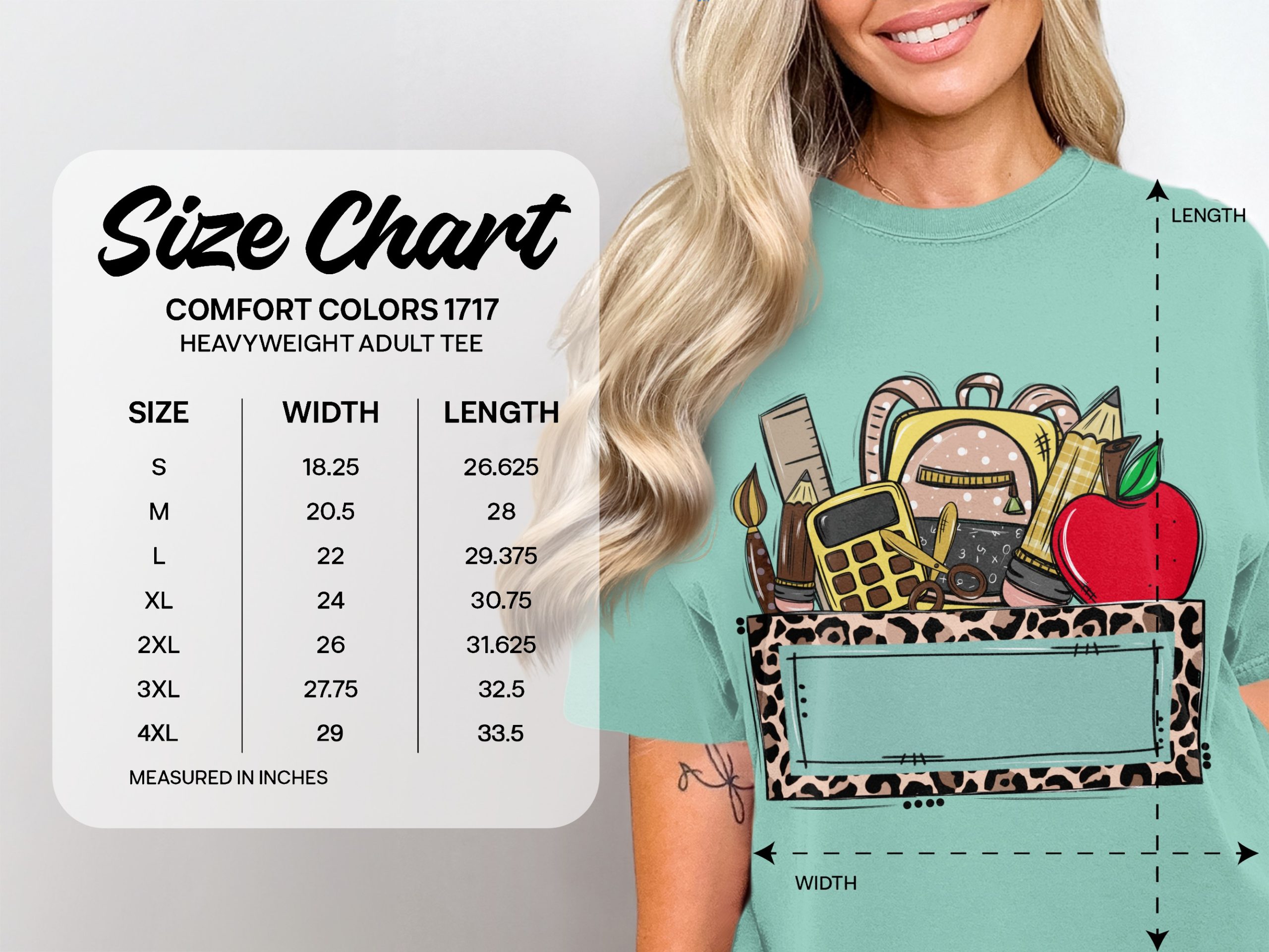 Personalized Teacher T-Shirt, Custom School Supplies & Leopard Print Frame Tee, Back to School Educator Gift Shirt - Image 6