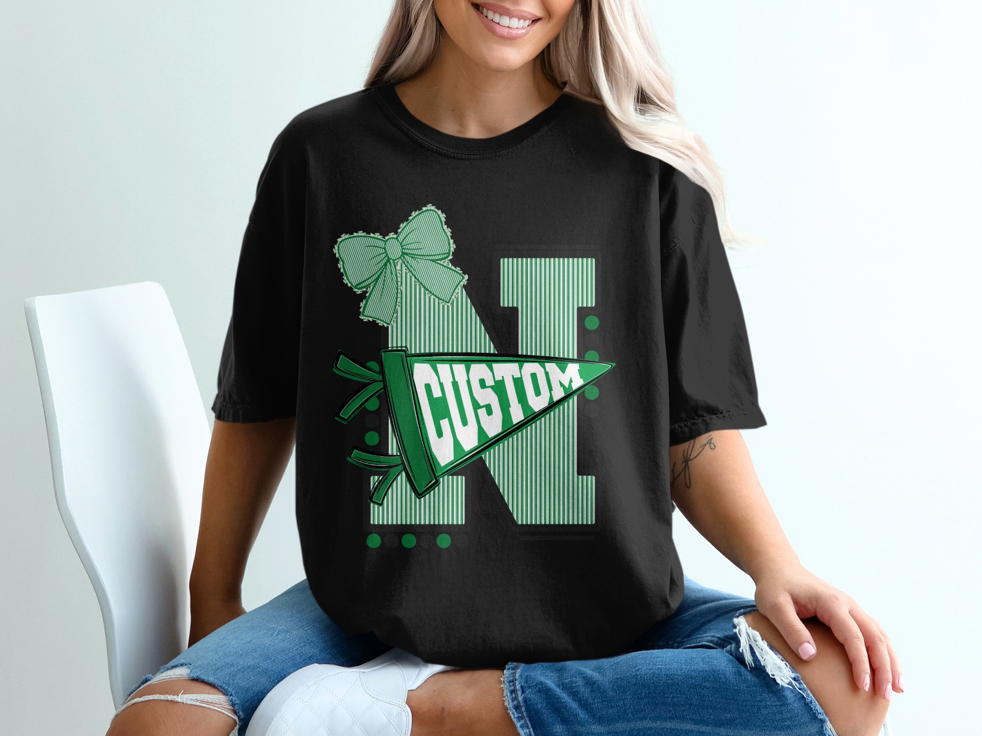 Custom Initial Varsity Letter T-Shirt, Personalized School Spirit Tee, College Game Day Outfit, Custom Mascot Name, Graduation Gift - Image 8