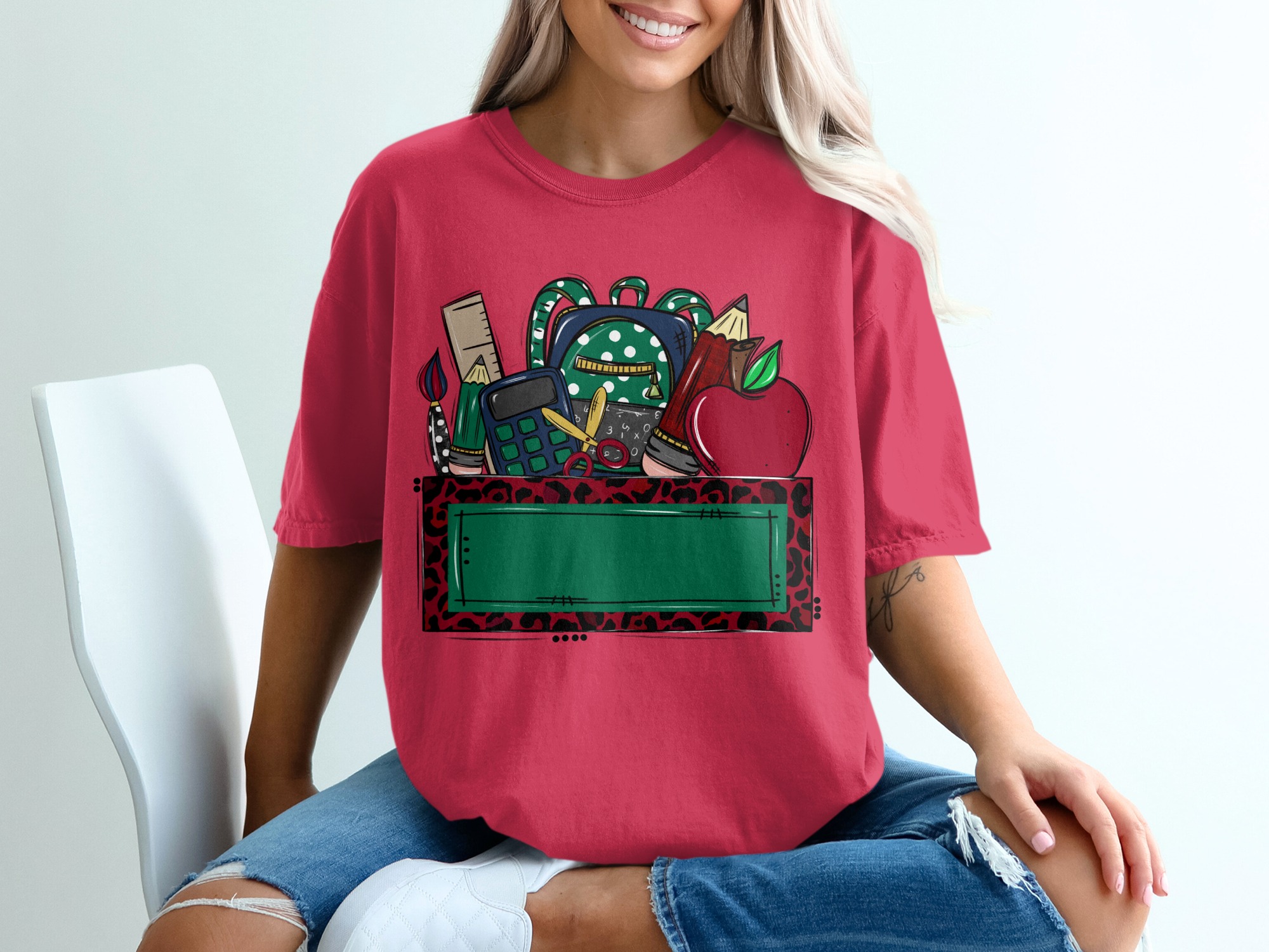 Custom Teacher Back to School T-Shirt | Personalized School Name Mascot Leopard Print Tee | Teacher Appreciation Gift | School Spirit Top - Image 14