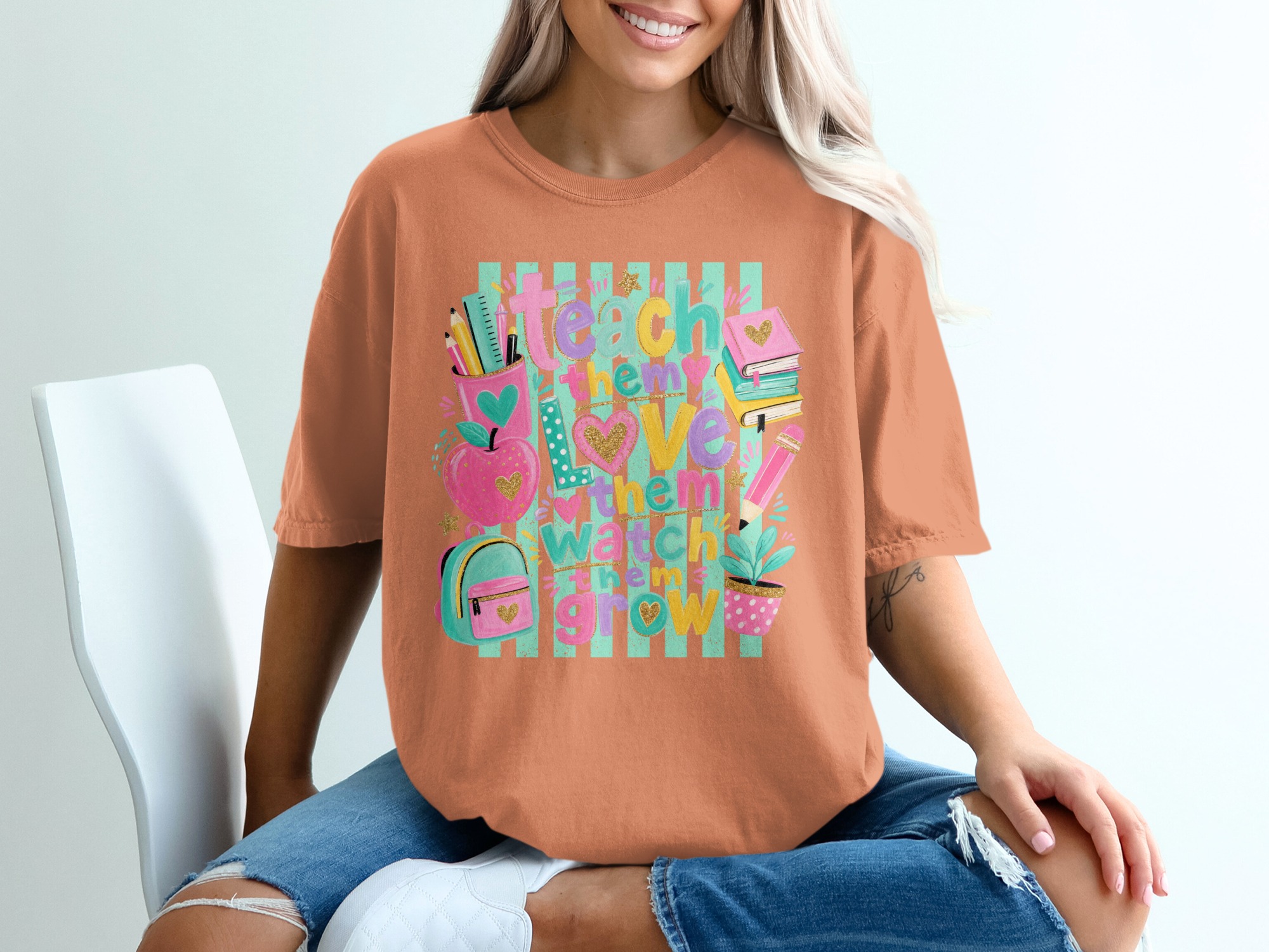 Teach Love Grow Teacher Shirt, Educator Appreciation Tee, Back to School Gift, Cute Teacher Life Outfit, End of Year T-Shirt - Image 3