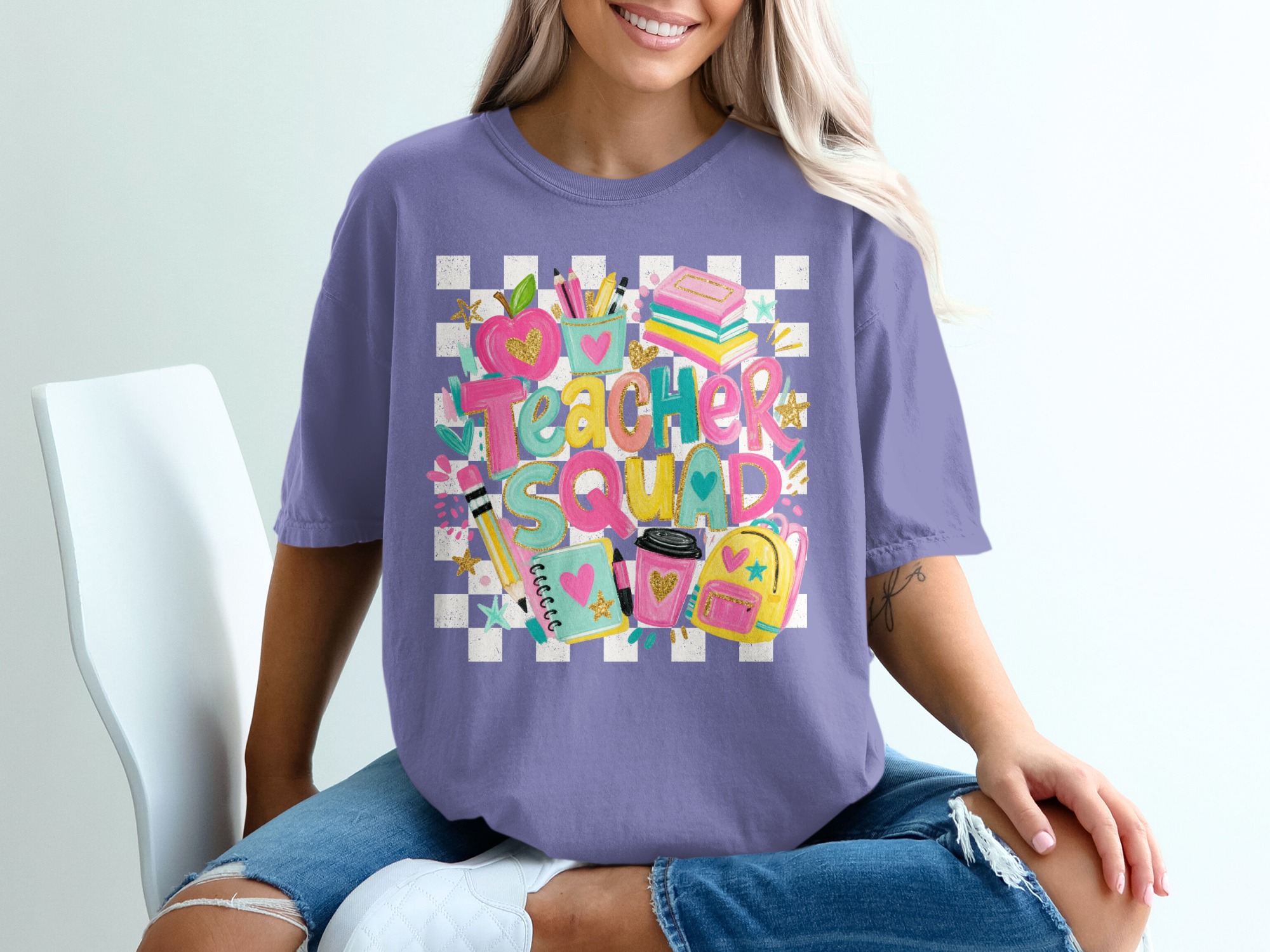 Teacher Squad Shirt, Groovy Back to School T-Shirt, Educator Appreciation Gift for Women, Cute Team Teacher Life Tee - Image 5