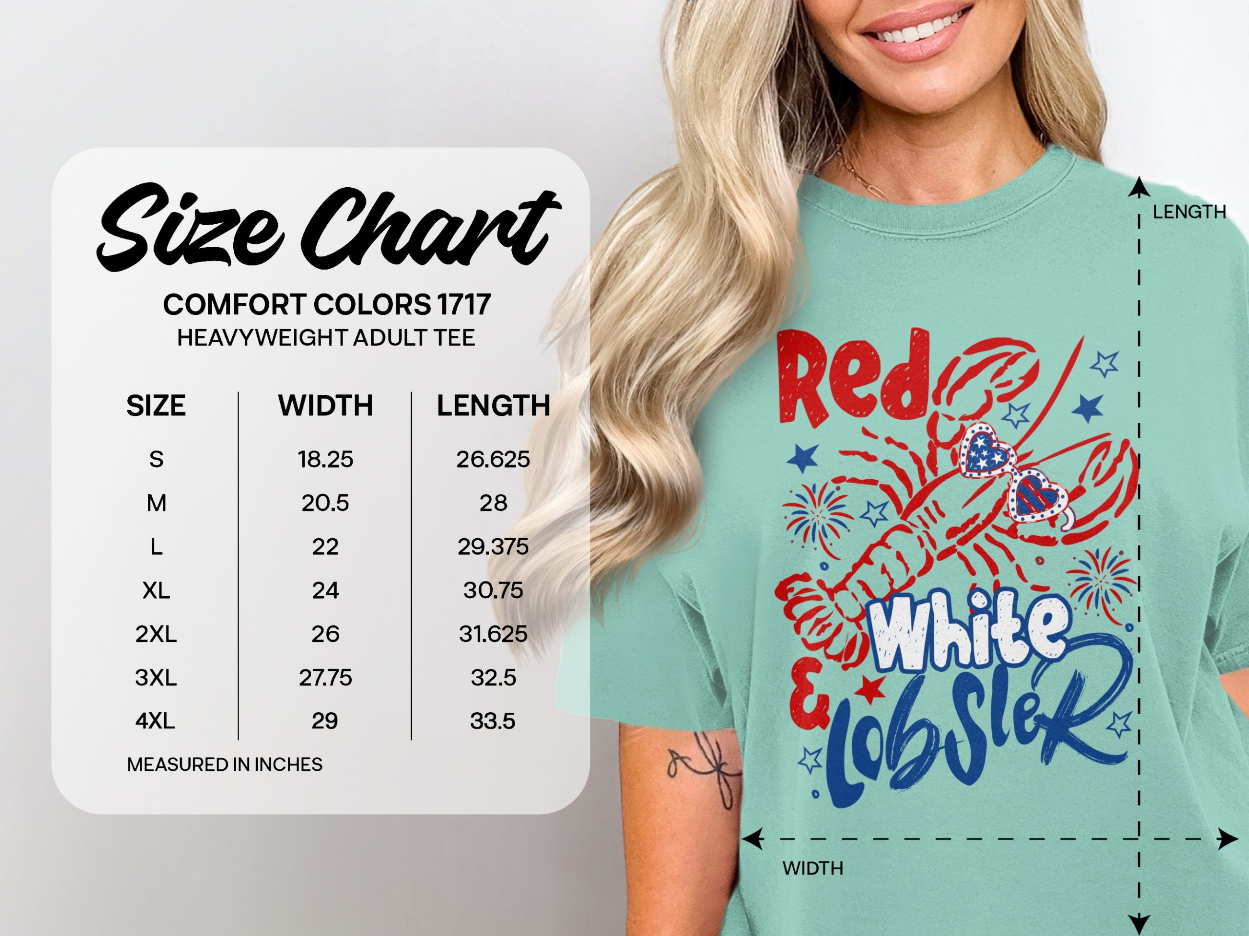 Red White and Lobster T-Shirt, Comfort Colors ® Fourth of July Tee, Patriotic Seafood Lover Shirt, Summer Beach Vacation Outfit, American - Image 4