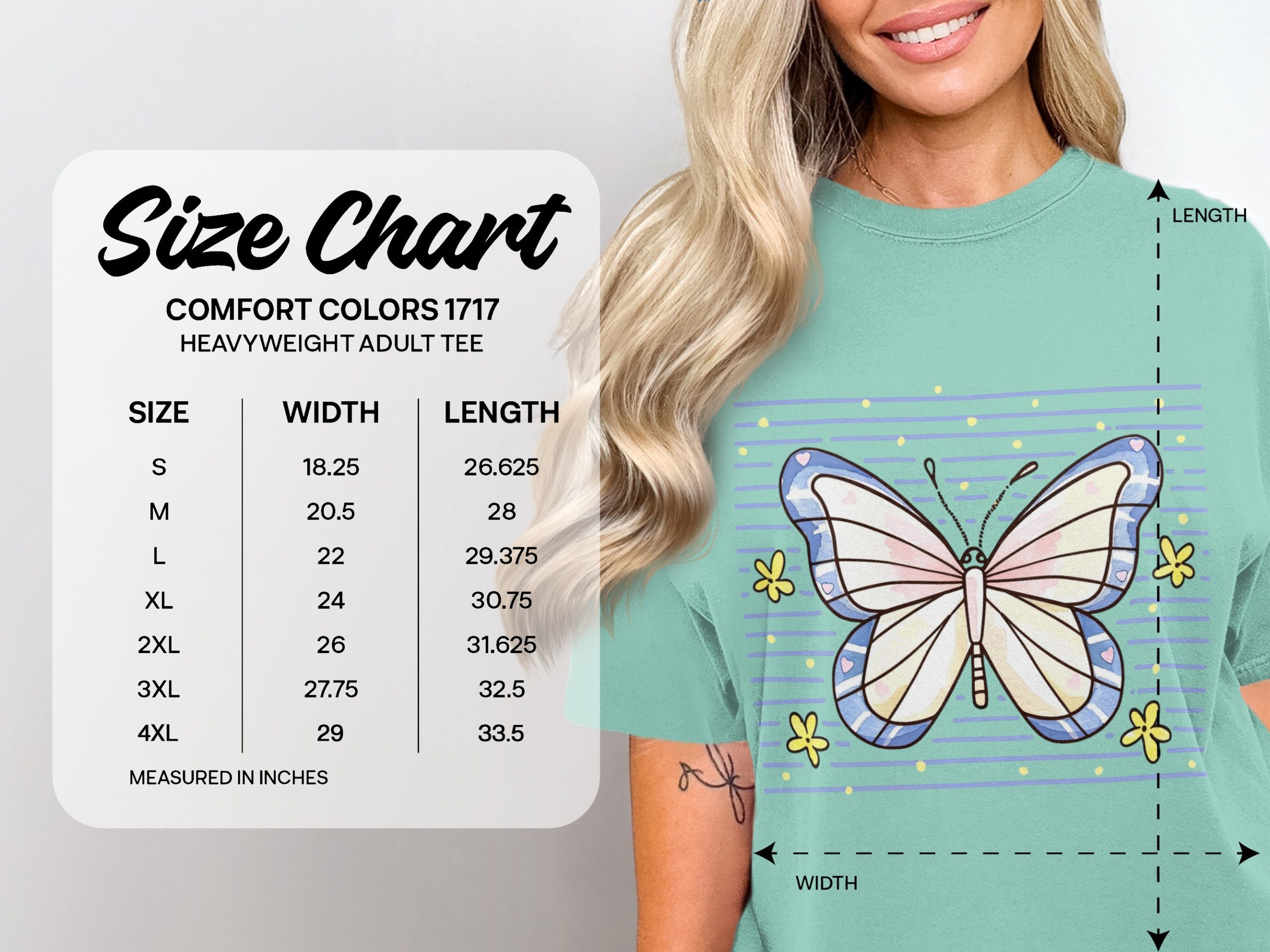 Aesthetic Butterfly T-Shirt, Comfort Colors ®, Fairycore Indie Tee, Soft Grunge Cute Butterfly Shirt, Whimsical Nature Lover Gift - Image 4