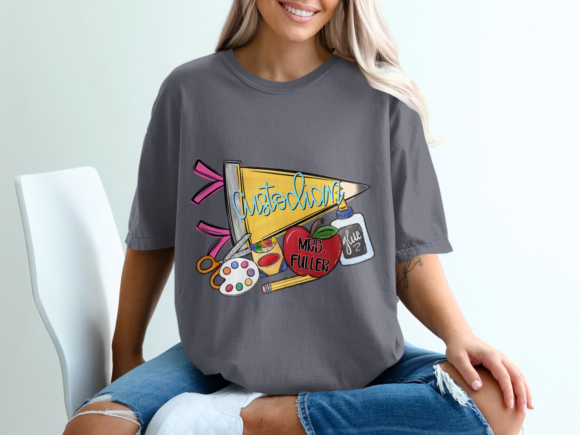 Personalized Custodian T-Shirt for School Staff | Janitor Appreciation Gift | Back to School Team Tee | Custom School Uniform Shirt - Image 12