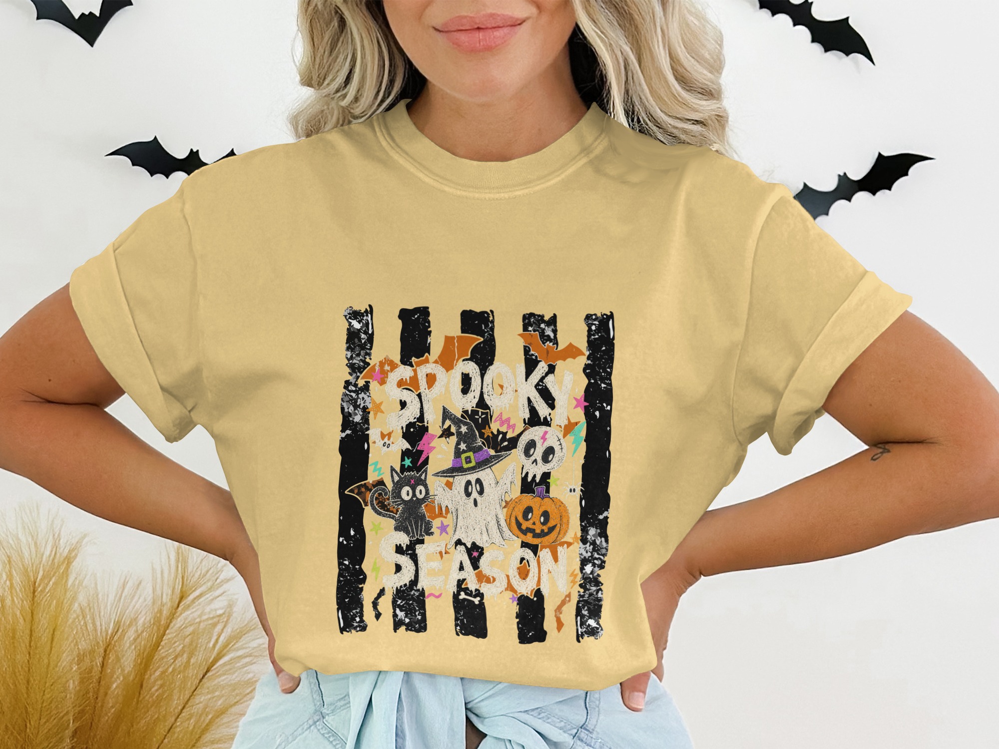 Spooky Season Halloween T-Shirt, Cute Ghost Bat Pumpkin Tee, Witchy Black Cat Skull Top, Fall Autumn Holiday Shirt Gift Idea - Image 7