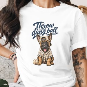 German Shepherd Baseball T-Shirt, Throw The Dang Ball Dog Lover Tee, Funny Puppy Fan Gift, Pet Owner Sports Fan Top