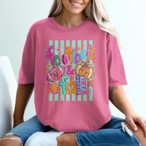 Football & Fall T-Shirt, Cute Game Day Tee, Leopard Print Football Pumpkin Shirt, Trendy Autumn Season Outfit for Her