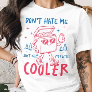Funny Cooler T-Shirt, Punny Drinking Party Shirt, I'm A Little Cooler Ice Chest Graphic Tee, Summer Vacation Beach Camping Humorous Gift