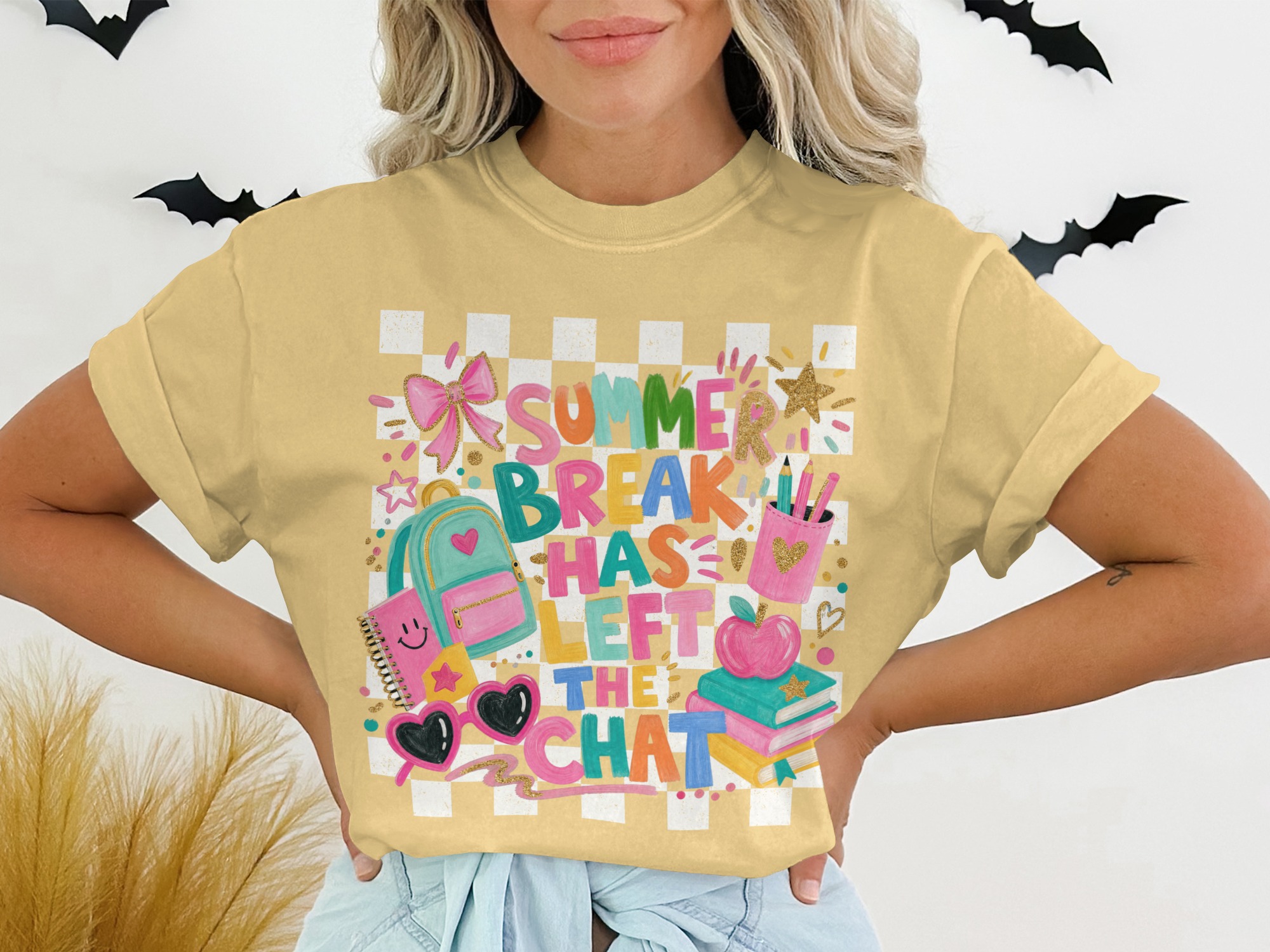 Summer Break Has Left The Chat T-Shirt | Funny Back to School Teacher Shirt | Student Gift End of Summer Tee - Image 13