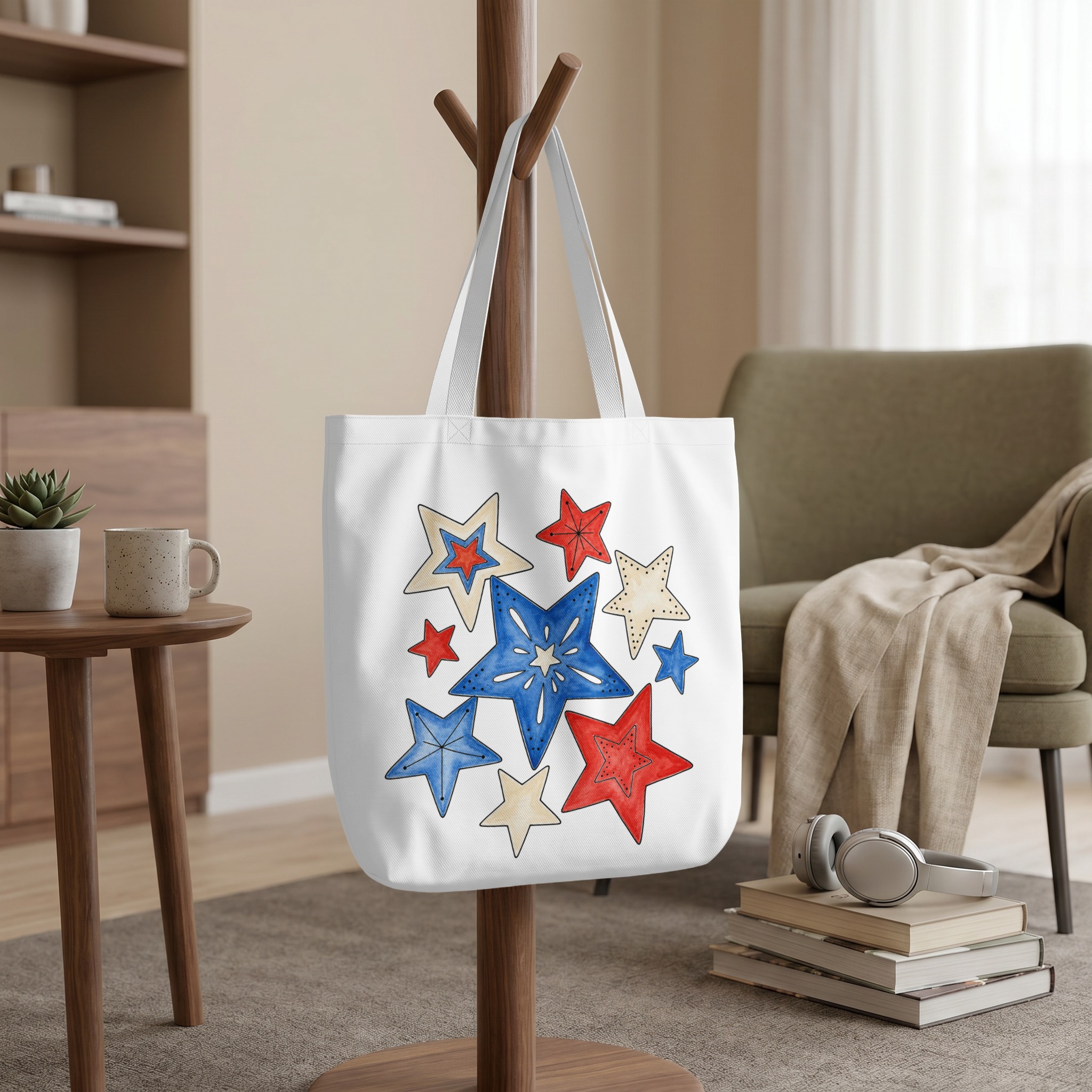 Patriotic Americana Stars Tote Bag | Red White & Blue Star Shopping Bag, USA Pride Beach Tote Gift - Image 9