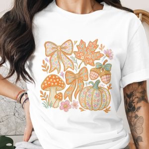 Comfort Colors ® Fall Whimsical T-Shirt Coquette Acorn Pumpkin Bow Cottagecore Aesthetic Tee Shirt