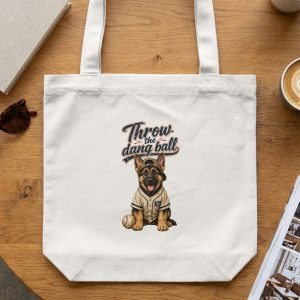 Throw the Dang Ball German Shepherd Tote Bag | Funny Dog Lover Baseball Puppy K9 Fan Gift for Her Him