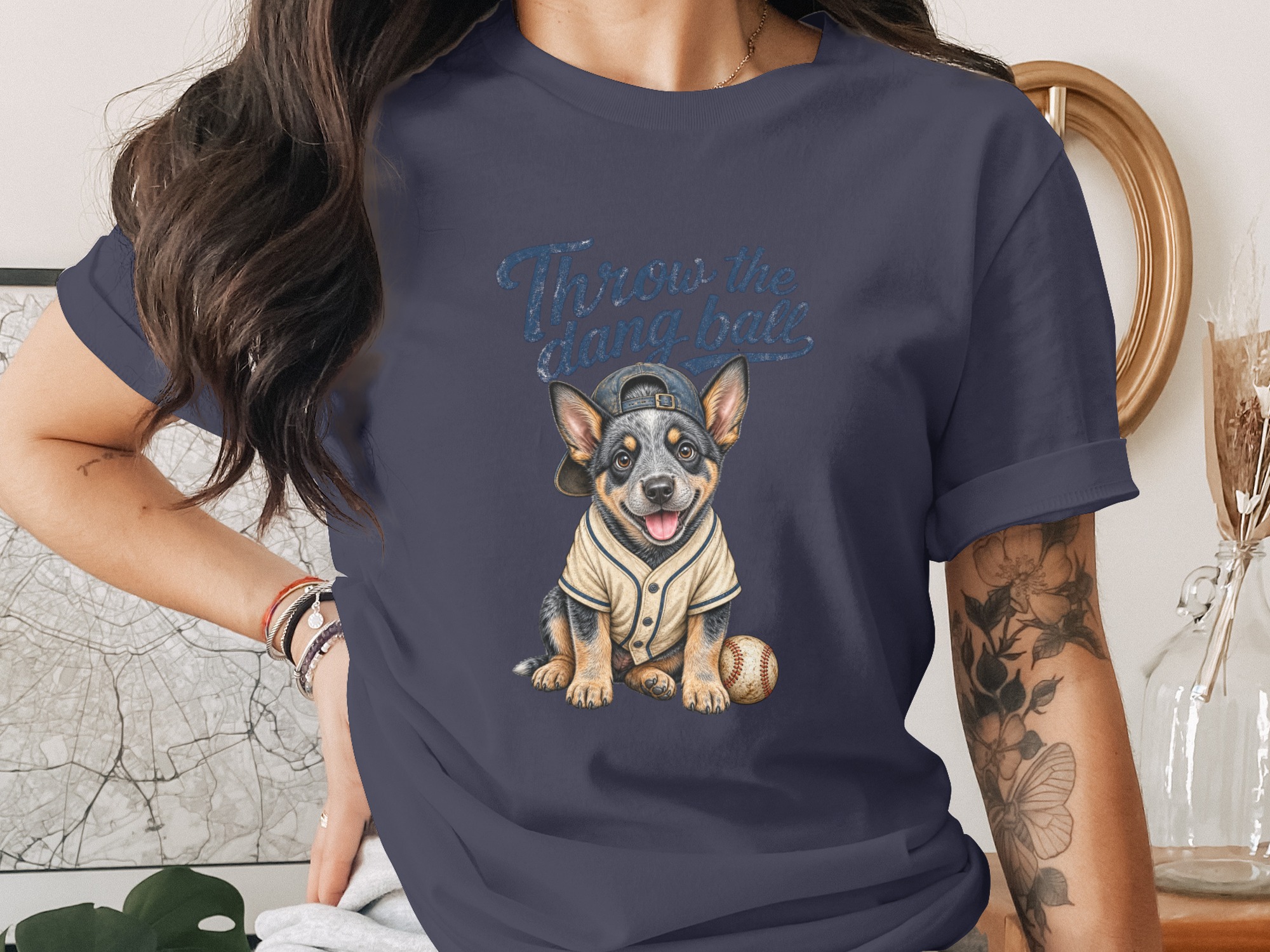 Throw the Dang Ball T-Shirt, Cute Puppy Dog Baseball Tee, Funny Pet Lover Shirt, Graphic Dog Mom Gift Top - Image 2