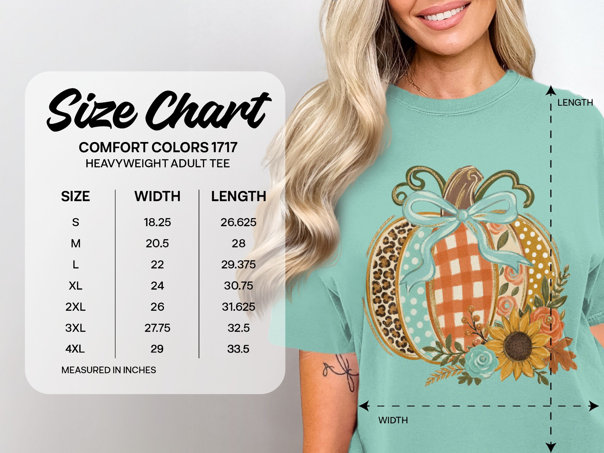 Comfort Colors ® Fall Pumpkin T-Shirt, Rustic Cheetah Gingham Sunflower Design, Cozy Autumn Women's Thanksgiving Tee, Cute Harvest Vibes Top - Image 3