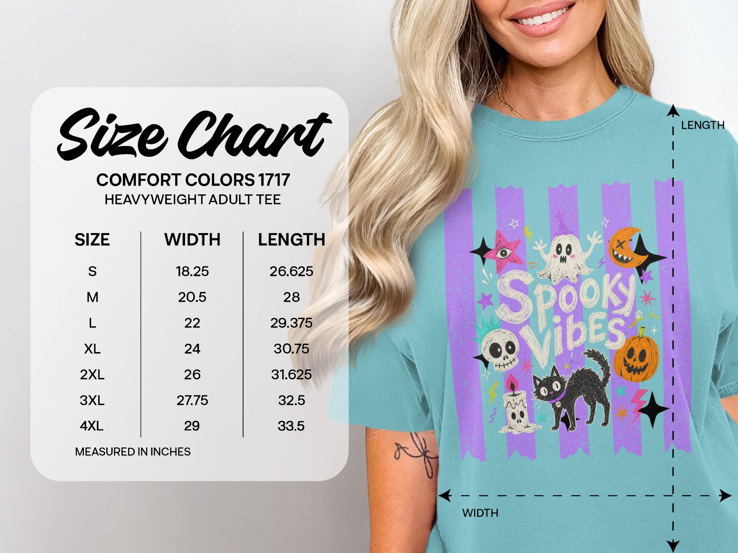 Spooky Vibes T-Shirt, Cute Ghost Black Cat Halloween Shirt, Whimsigoth Pastel Goth Aesthetic Pumpkin Skull T-Shirt, Retro Spooky Season Gift - Image 9