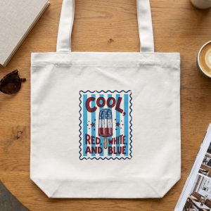 Cool Red White Blue Popsicle Tote Bag, Vintage Americana 4th of July Patriotic Summer Fun Market Bag, USA Theme Gift
