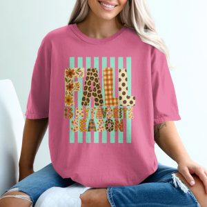 Fall is My Favorite Season T-Shirt | Boho Autumn Shirt | Leopard Print Polka Dot Floral Fall Vibe Top