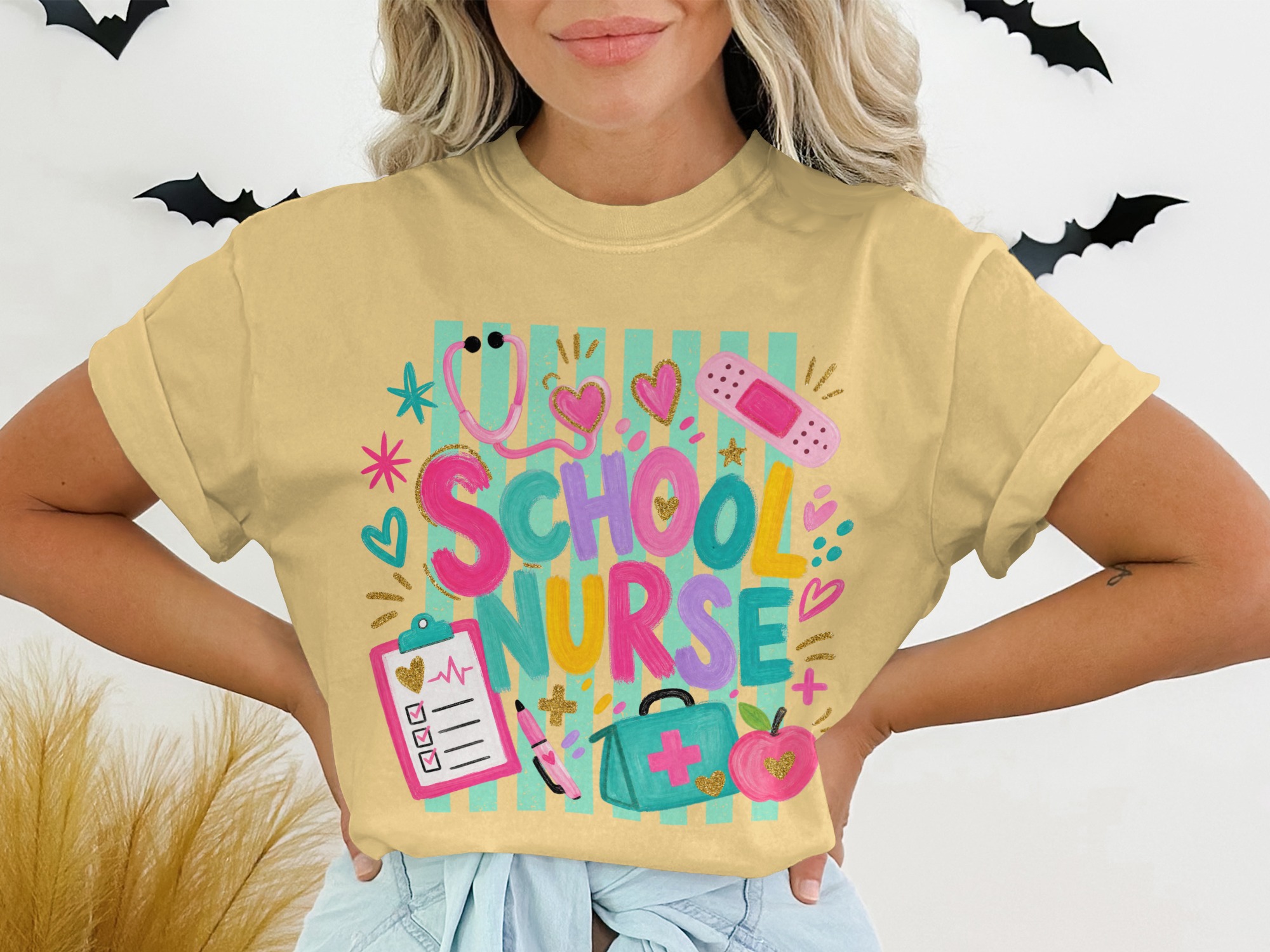 School Nurse T-Shirt, Colorful RN Appreciation Tee, Cheerful Healthcare Worker Gift, Registered Nurse Life Top for Back to School & - Image 7