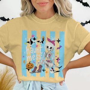I'm a Haunt Mess Skeleton Girl T-Shirt, Spooky Cute Pastel Goth Halloween Graphic Tee, Whimsigoth Style Shirt