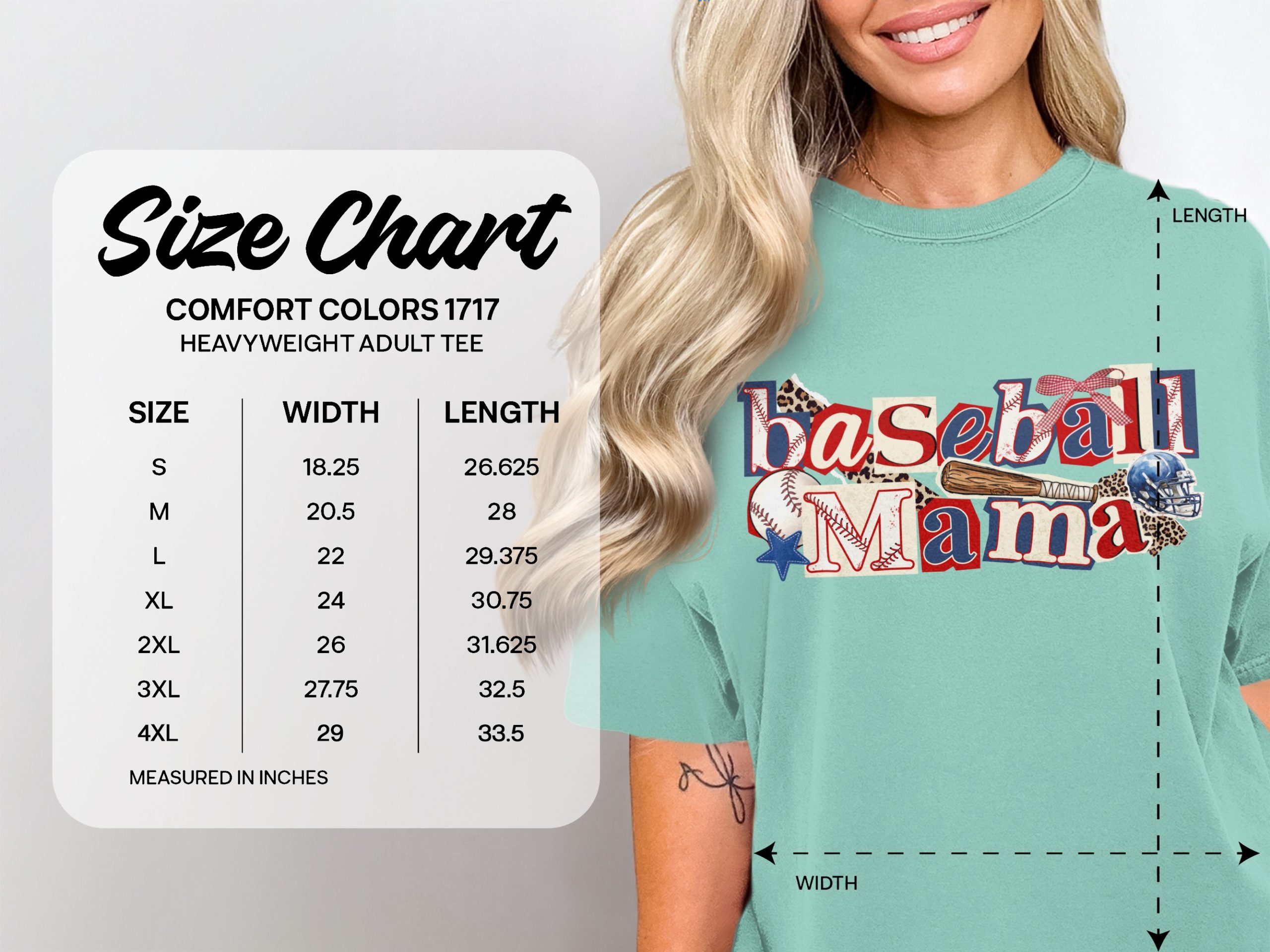 Baseball Mama T-Shirt, Comfort Colors®, Game Day Baseball Mom Shirt, Leopard Print Sports Mama Gift, Distressed Baseball Tee - Image 4