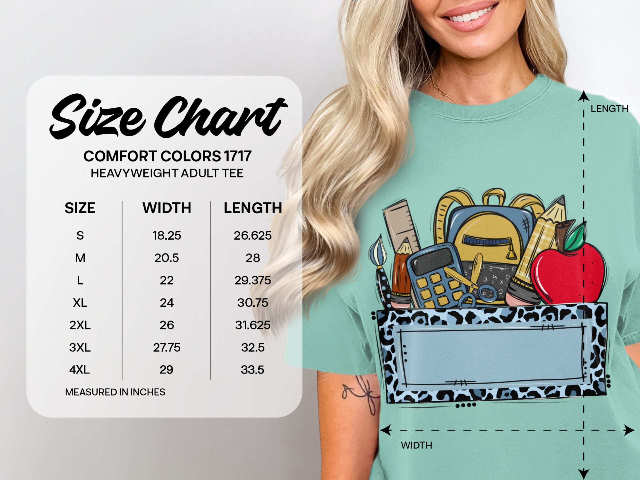 Custom Teacher T-Shirt, Personalized School Supplies Tee with Blue Leopard Print, Back to School Educator Gift, Made to Order Mascot Name - Image 6