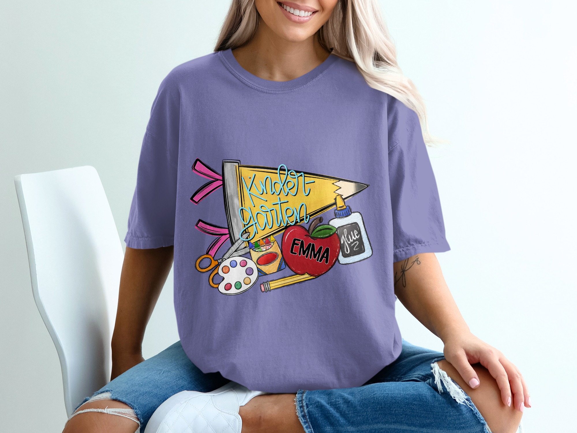 Personalized Kindergarten Teacher Shirt, First Day School Gift for Kinder Student, Cute Back to School Outfit T-Shirt - Image 13