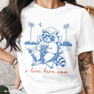 Funny Raccoon Baseball Shirt, Comfort Colors ® Game Day Tee, I Live Here Now T-Shirt, Sports Fan Gift, Baseball Lover