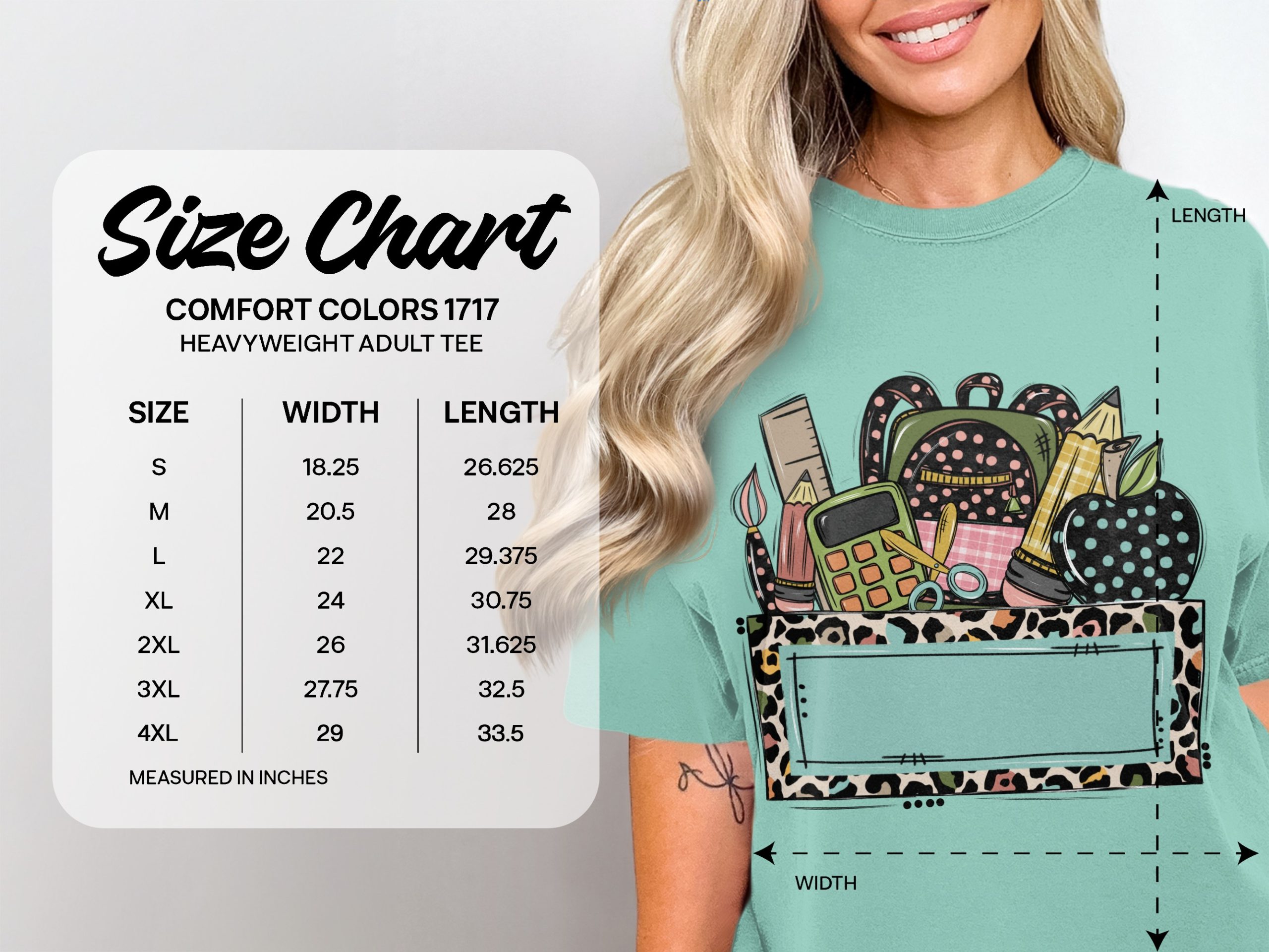 Custom Teacher School Supplies T-Shirt | Personalized Educator Gift, Back to School, Leopard Print Top - Image 6